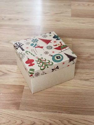 КРАФТ КОРОБКИ «ВИНТАЖНЫЙ НОВОГОДНИЙ ПРИНТ» (18х11х3 и 18х11х10 см)