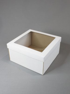 БЕЛЫЕ КОРОБКИ С ДНОМ ИЗ МИКРОГОФРОКАРТОНА БЕЗ ИЗОБРАЖЕНИЙ С ОКНОМ