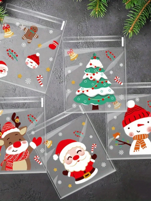 ПРОЗРАЧНЫЕ ПАКЕТЫ "НОВОГОДНИЙ МИКС" С КЛЕЕВЫМ КЛАПАНОМ 10х10 см, 25 мкм (20 шт)