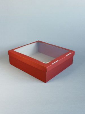 КРАСНЫЕ КОРОБКИ ПОЛНОСТЬЮ ИЗ МИКРОГОФРОКАРТОНА С ОКНОМ (10,5х10,5 см, 33х30 см)