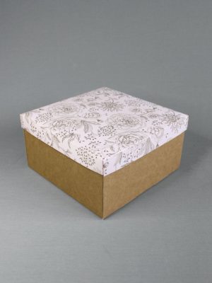 КОРОБКИ КРАФТ ДНО ИЗ МИКРОГОФРОКАРТОНА + КРЫШКА С ПРИНТОМ «Золотые цветы на розовом фоне» (10,5х10,5 СМ, 18х11 СМ, 15х15 СМ, 20х20 СМ, 24х24 СМ, 33х30 СМ)